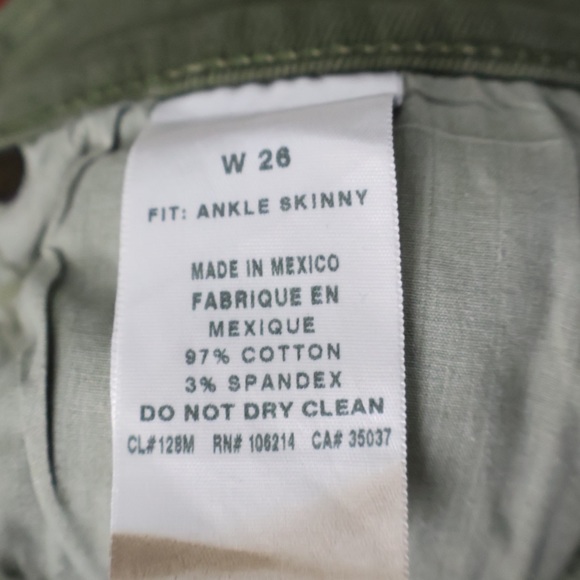 Army Green ELSE Ankle Skinny Jeans Size 26 - Picture 5 of 5